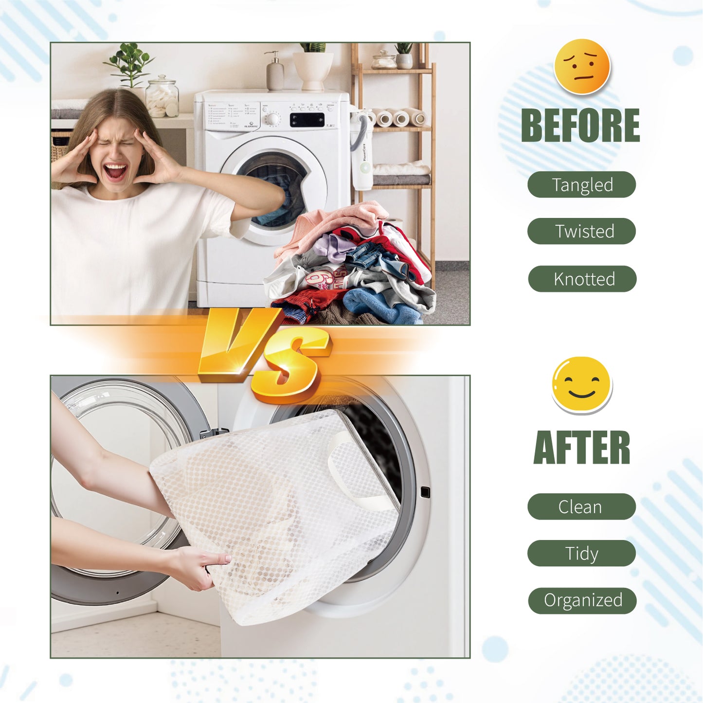 4PC 3D Mesh Laundry Bags with Hanging Handles