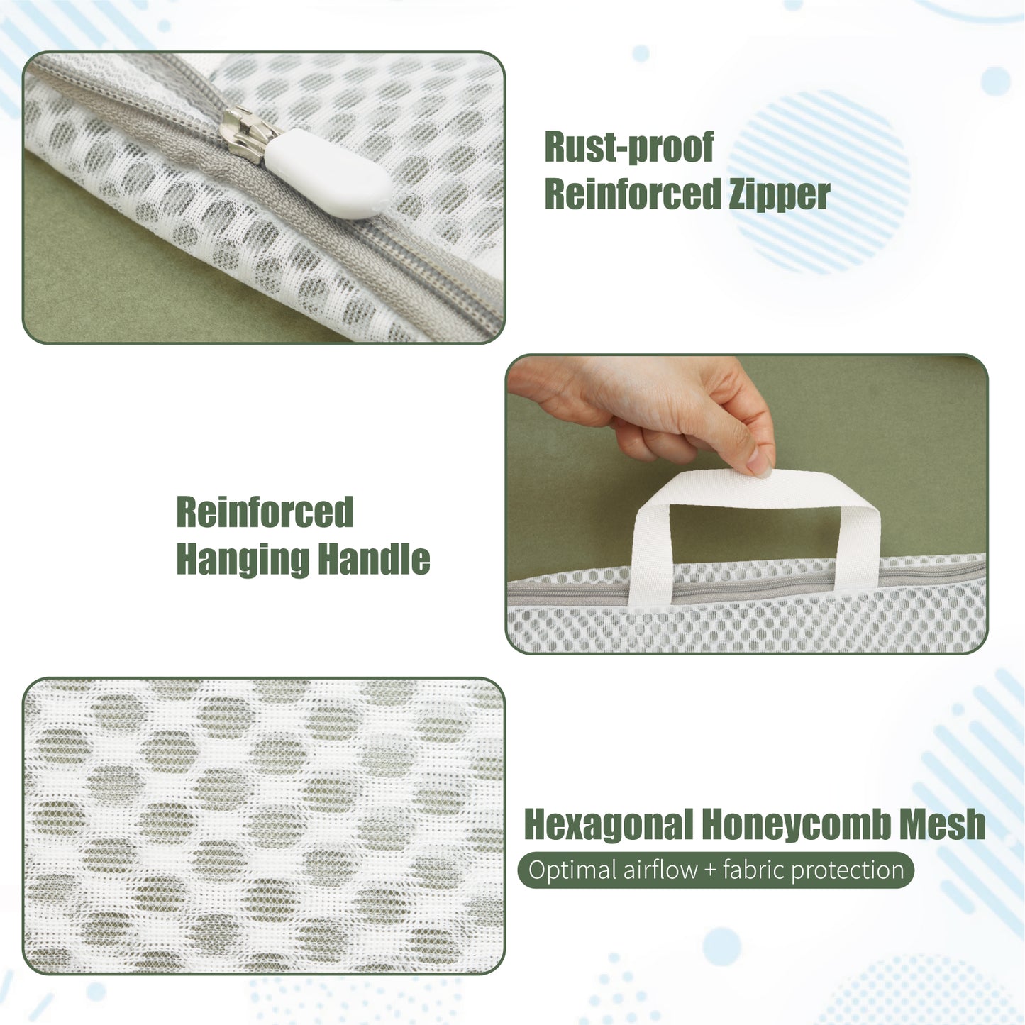 4PC 3D Mesh Laundry Bags with Hanging Handles