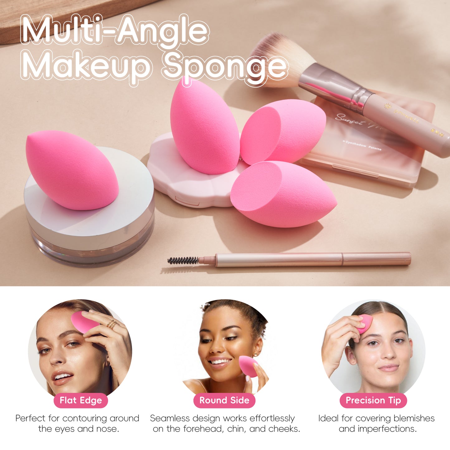 GWT Makeup Sponge Set, 6 Pack – Latex-Free Beauty Blenders for Liquid, Cream, and Powder – High-Definition, Super Soft Wonder Sponges for Flawless Application – Multi-Colored, Ideal for All Skin Types