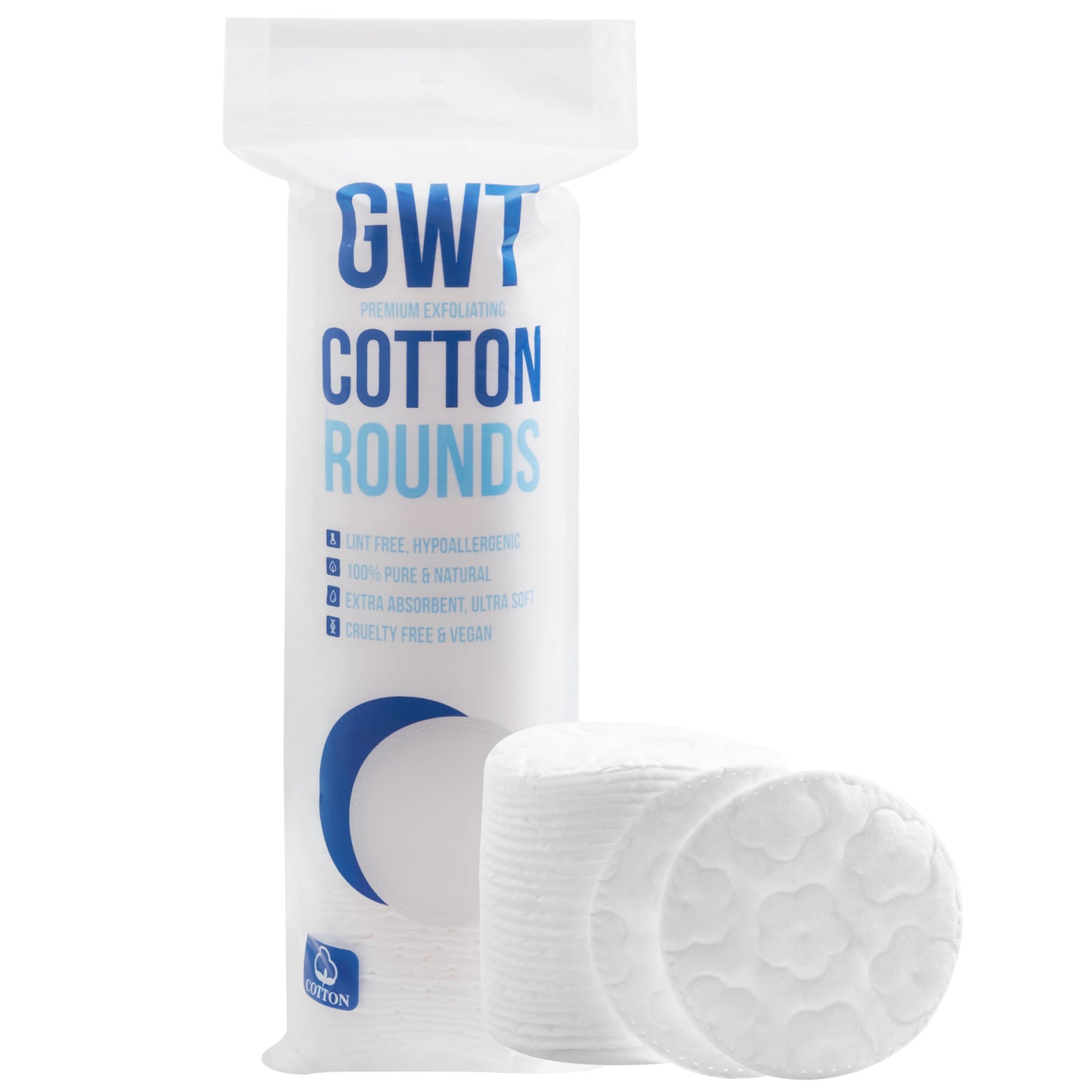GWT Premium Cotton Rounds - Ultra-Soft, Lint-Free, and Highly Absorbent Cotton Pads for Skincare, Makeup Removal, and Gentle Cleansing - Perfect for Daily Use