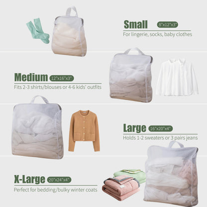 4PC 3D Mesh Laundry Bags with Hanging Handles