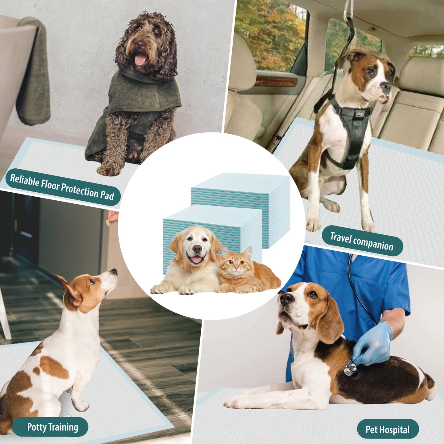 GWT Dog Puppy Training Pee Pads, Quick Drying & 5 Layer Leakproof Design, Blue & White