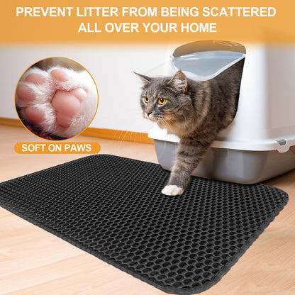 GWT Waterproof Cat Litter Trapper Mat, Double Layer Honeycomb Design, EVA Mat for Cat Litter Scatter Control