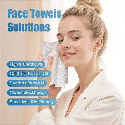GWT Clean Disposable Face Towels, Biodegradable & Lint-Free Dry Wipes, Remove Makeup, For Sensitive Skin, Thick & Soft, 10" x 12" Large Size Towels, 50CT