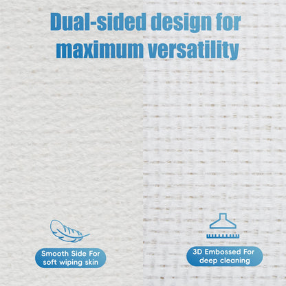 GWT Clean Disposable Face Towels, Biodegradable & Lint-Free Dry Wipes, Remove Makeup, For Sensitive Skin, Thick & Soft, 10" x 12" Large Size Towels, 50CT