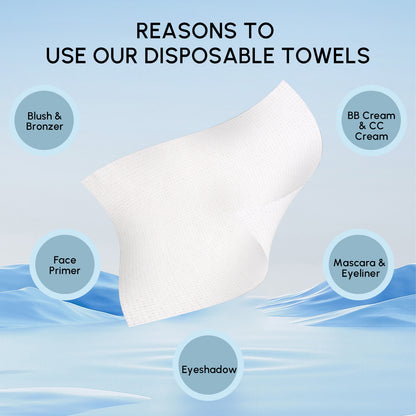 GWT Clean Disposable Face Towels, Biodegradable & Lint-Free Dry Wipes, Remove Makeup, For Sensitive Skin, Thick & Soft, 10" x 12" Large Size Towels, 50CT